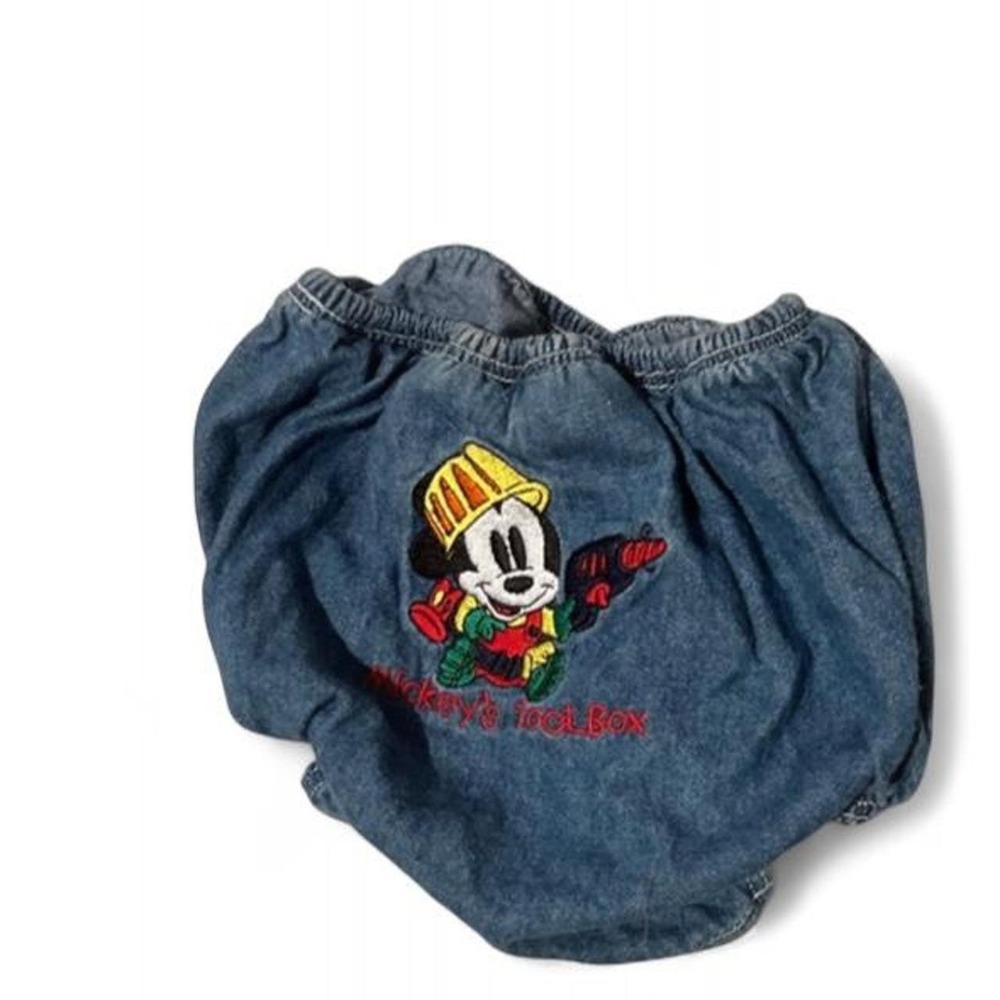 Vintage 1990s The Disney Store Mickey's Tool Box Denim Diaper Cover / Bloomer